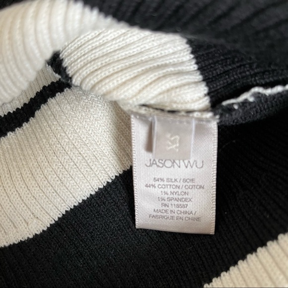 Jason Wu Striped Silk Blend Knit Bodycon Midi Dress, XS - Picture 7 of 9